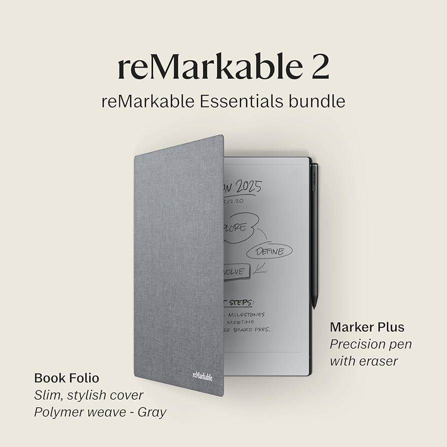 [美品] reMarkable 2 + Marker Plus + Folio Remarkable Essentials Bundle – Leather | Tablet, Marker Plus